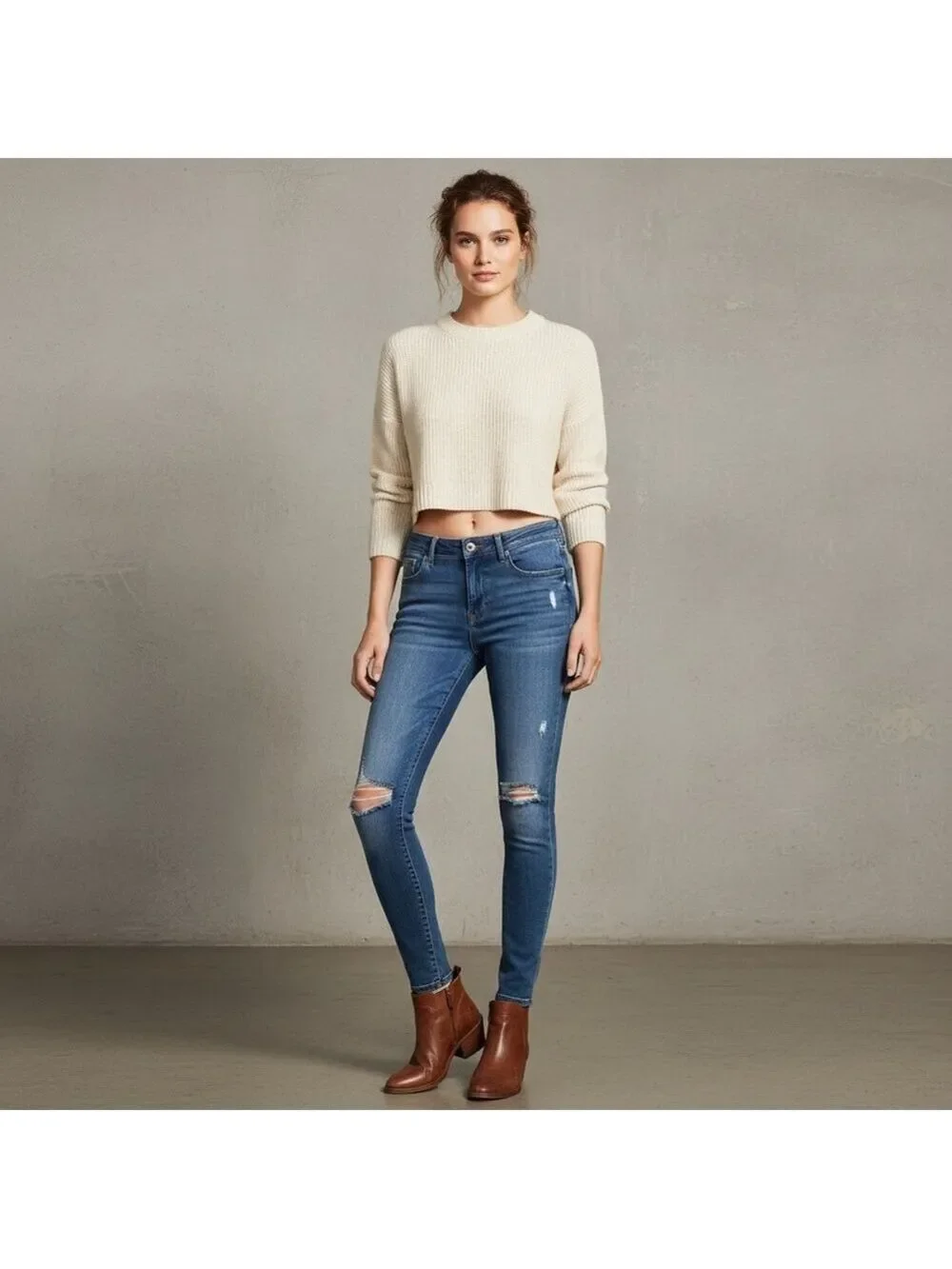 Vigoss Jagger Skinny Distressed Blue Jeans Women's Size 26/27